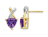  1.60 Carat (ctw) Amethyst and White Topaz Post Earrings 14K Yellow Gold